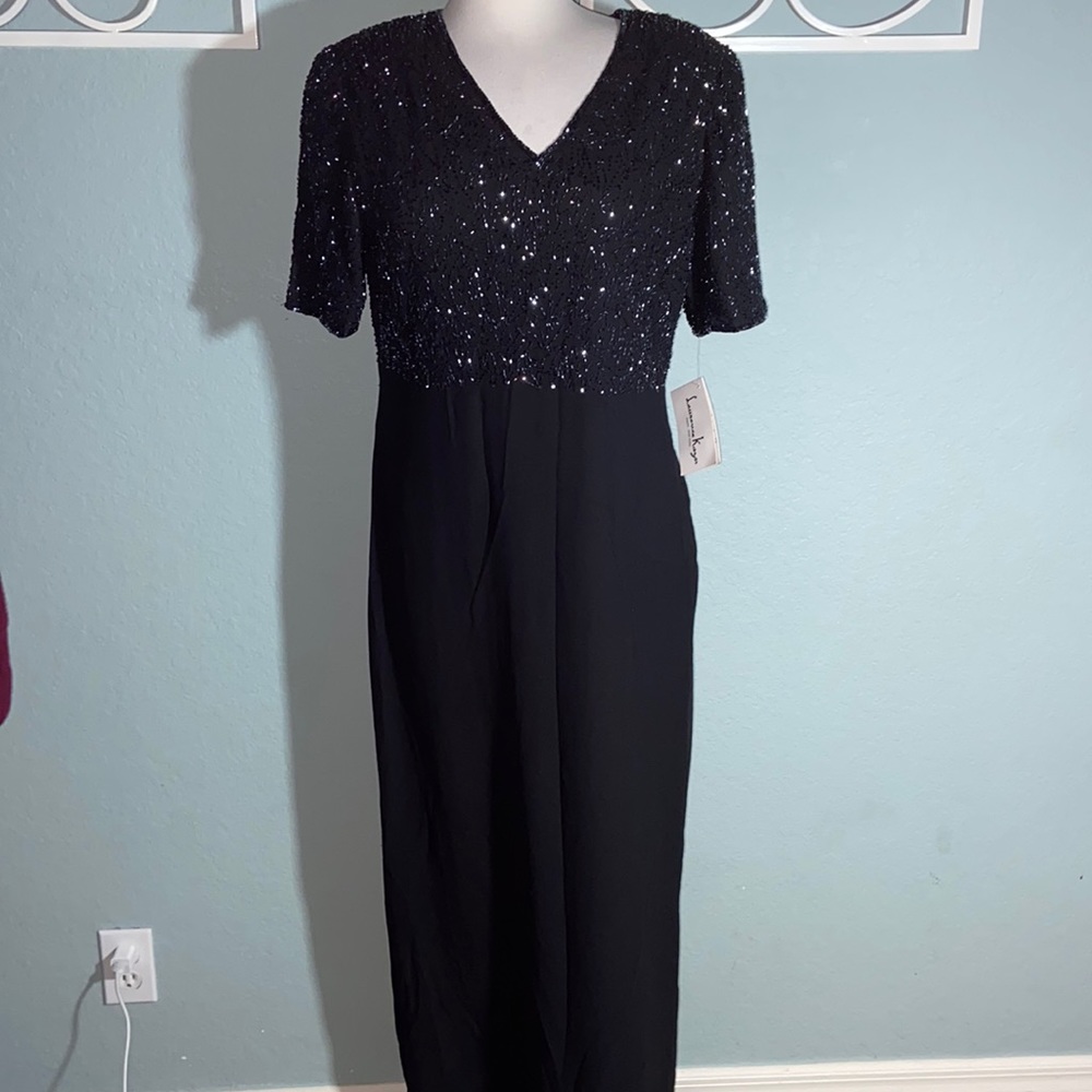 Nwt Vintage Laurence Kazar Beaded V-Neck Gown Dress